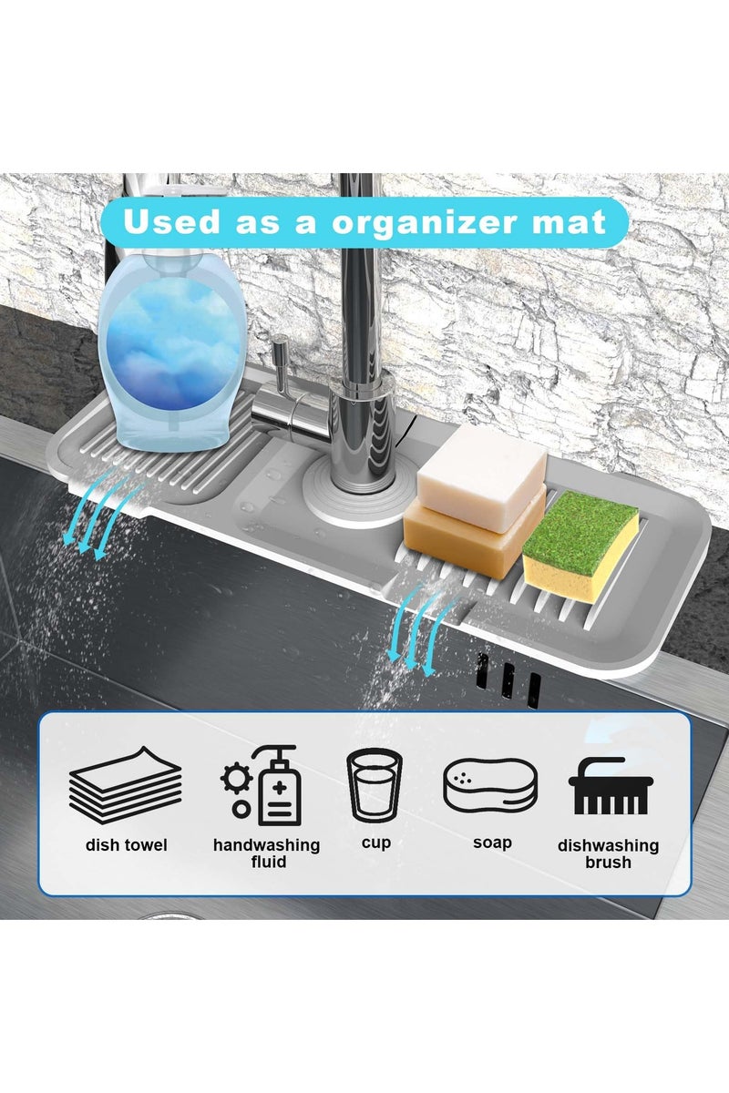CMGTYYD 5°Slope Kitchen Sink Splash Guard-Silicone Faucet mat-draining mat Around tap for bashroom-Sink Protector mat Behind Faucet-Splash pad in Sink Accessories - Image 3