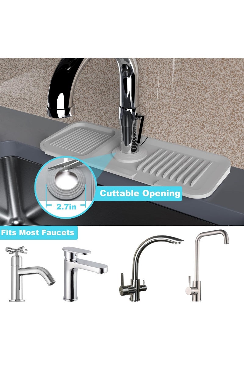CMGTYYD 5°Slope Kitchen Sink Splash Guard-Silicone Faucet mat-draining mat Around tap for bashroom-Sink Protector mat Behind Faucet-Splash pad in Sink Accessories - Image 4