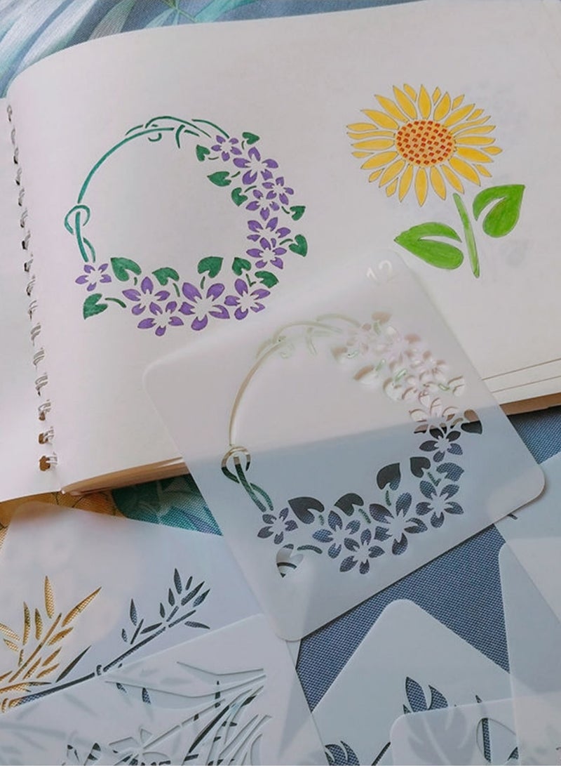 20 Pcs Reusable Floral Stencils for Painting - Flower and Nature-Themed Templates for DIY Crafts, Wood, Wall, Tile, and Home Décor Projects - Image 1
