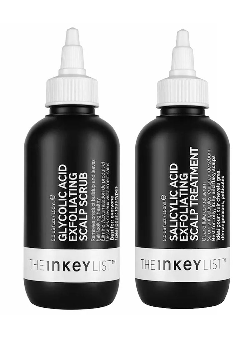 The Inkey List A set to get rid of dandruff (Salicylic Acid Exfoliating Scalp 150ml & Glycolic Acid Exfoliating Scalp Scrub) 