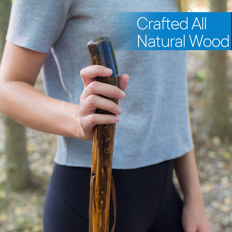 RMS Natural Wood Walking Stick - 48 Inch Handcrafted Wooden Hiking Stick - Assisting Men or Women with Disability or Limited Mobility (Smooth Handle, 48 Inch) - Image 2