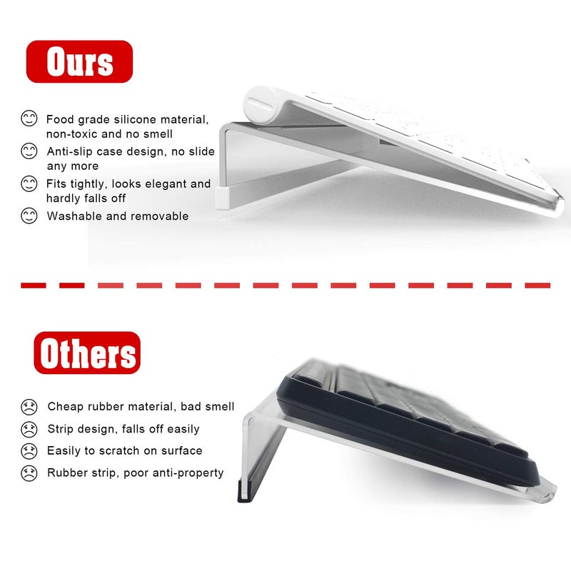 KOTEMON Acrylic Tilted Computer Keyboard Stand for Compact Keyboard, 78 Keys Keyboard, with White Silicone Strip, 11.8 Inch Width - Image 5