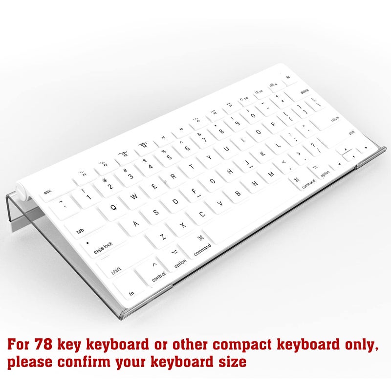 KOTEMON Acrylic Tilted Computer Keyboard Stand for Compact Keyboard, 78 Keys Keyboard, with White Silicone Strip, 11.8 Inch Width - Image 3