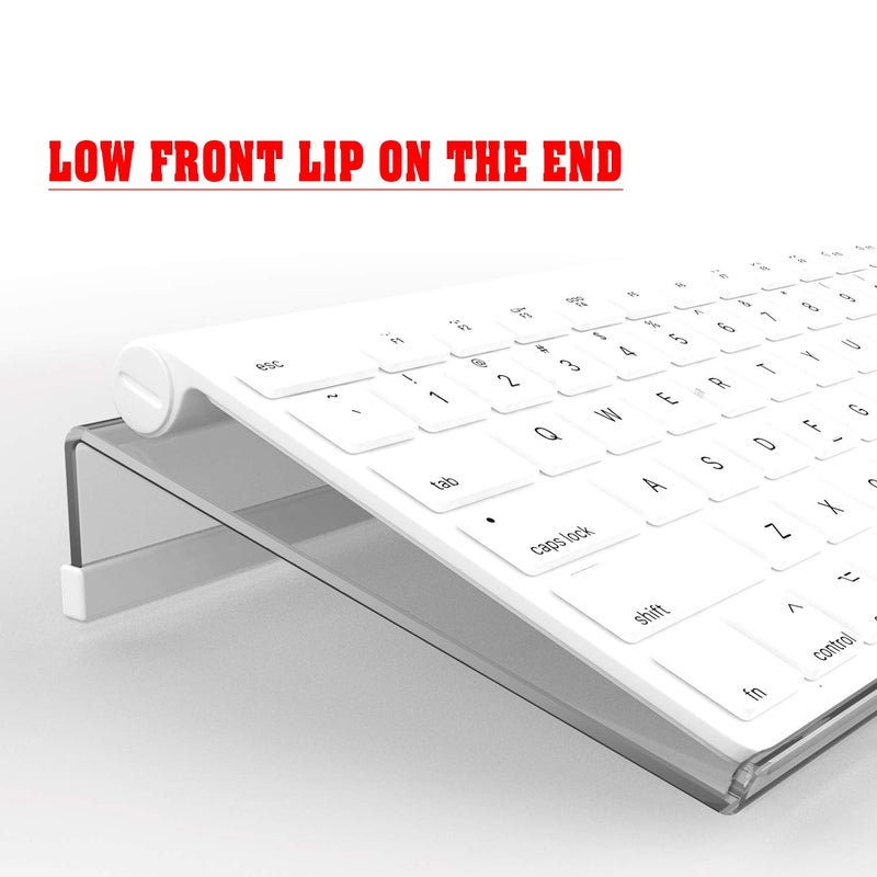 KOTEMON Acrylic Tilted Computer Keyboard Stand for Compact Keyboard, 78 Keys Keyboard, with White Silicone Strip, 11.8 Inch Width - Image 4