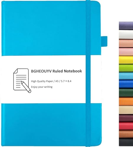 BGHEOUYV Notebook Journal, College Ruled Notebook Lined A5 160 Pages,Hard Cover Journals for Writing, Notebooks for Work Office School Women Men,5.7 inches x 8.4 inches(Light Blue) - Image 1