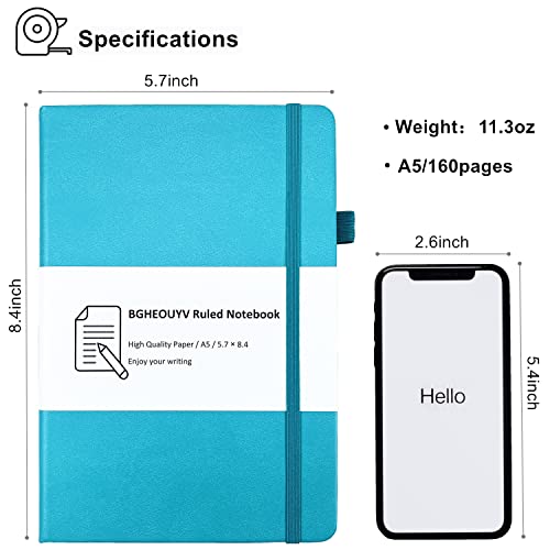 BGHEOUYV Notebook Journal, College Ruled Notebook Lined A5 160 Pages,Hard Cover Journals for Writing, Notebooks for Work Office School Women Men,5.7 inches x 8.4 inches(Light Blue) - Image 2