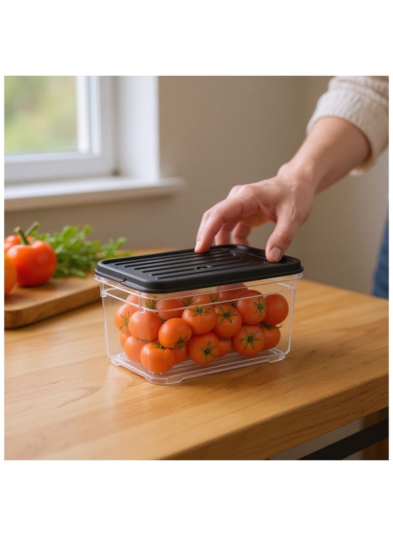 Dunya Plastik Plastic BPA- free transparent food storage container box with airtight lid stackable kitchen organizer for pantry fridge & dry food grey 700 ml. - Image 2