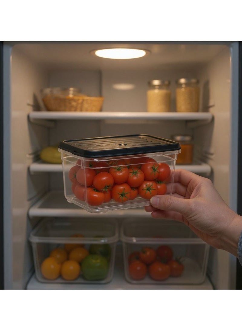 Dunya Plastik Plastic BPA- free transparent food storage container box with airtight lid stackable kitchen organizer for pantry fridge & dry food grey 700 ml. - Image 4