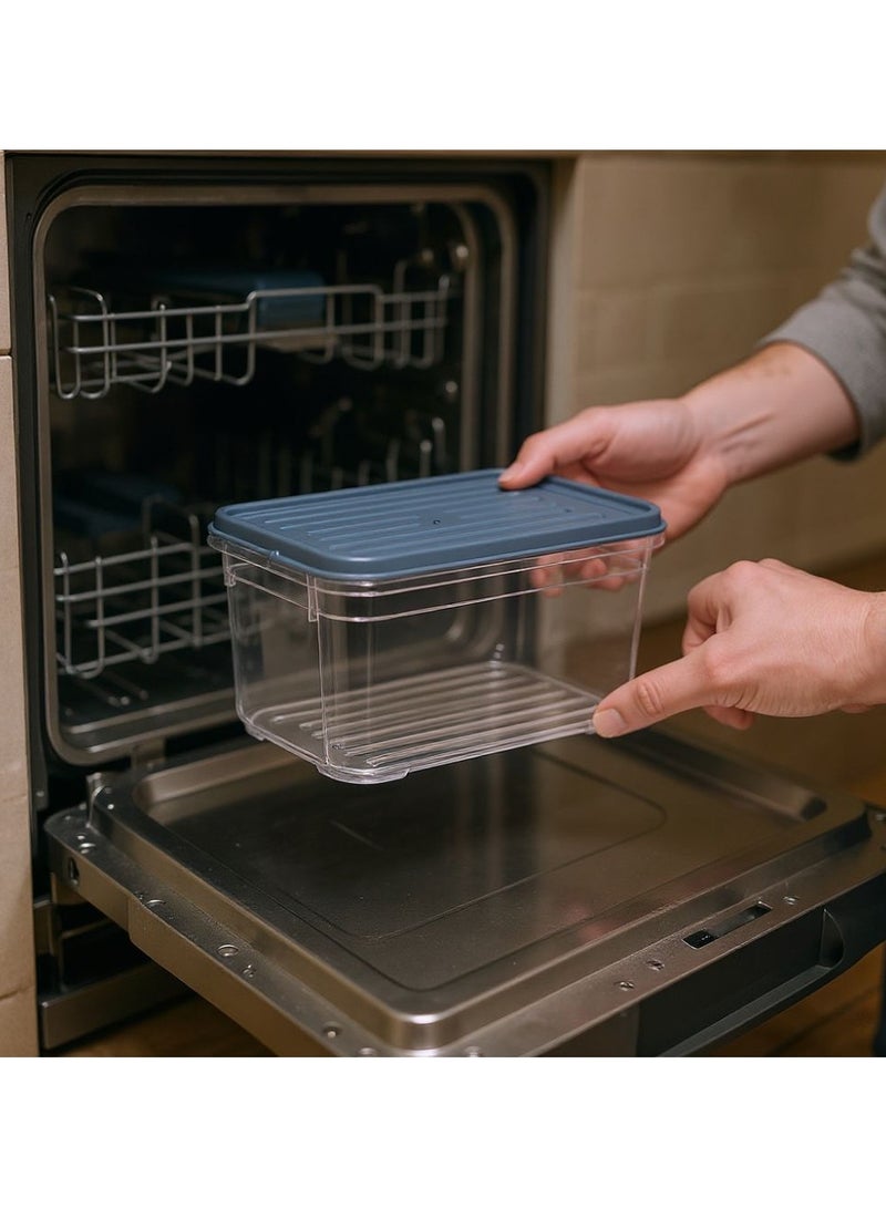 Dunya Plastik Plastic BPA- free transparent food storage container box with airtight lid stackable kitchen organizer for pantry fridge & dry food grey 700 ml. - Image 5