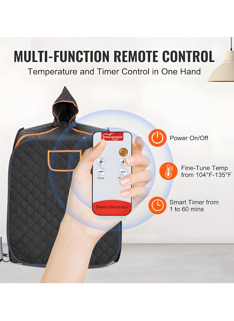 BIG MAX Sauna Tent, Sauna, Steam Room Sauna, Sauna Device, Sauna Steam for Home with 2L 1000 Watt Steam Generator, Foldable Chair, Home Sauna Spa Tent for Detox Relaxation, Black  - Image 5