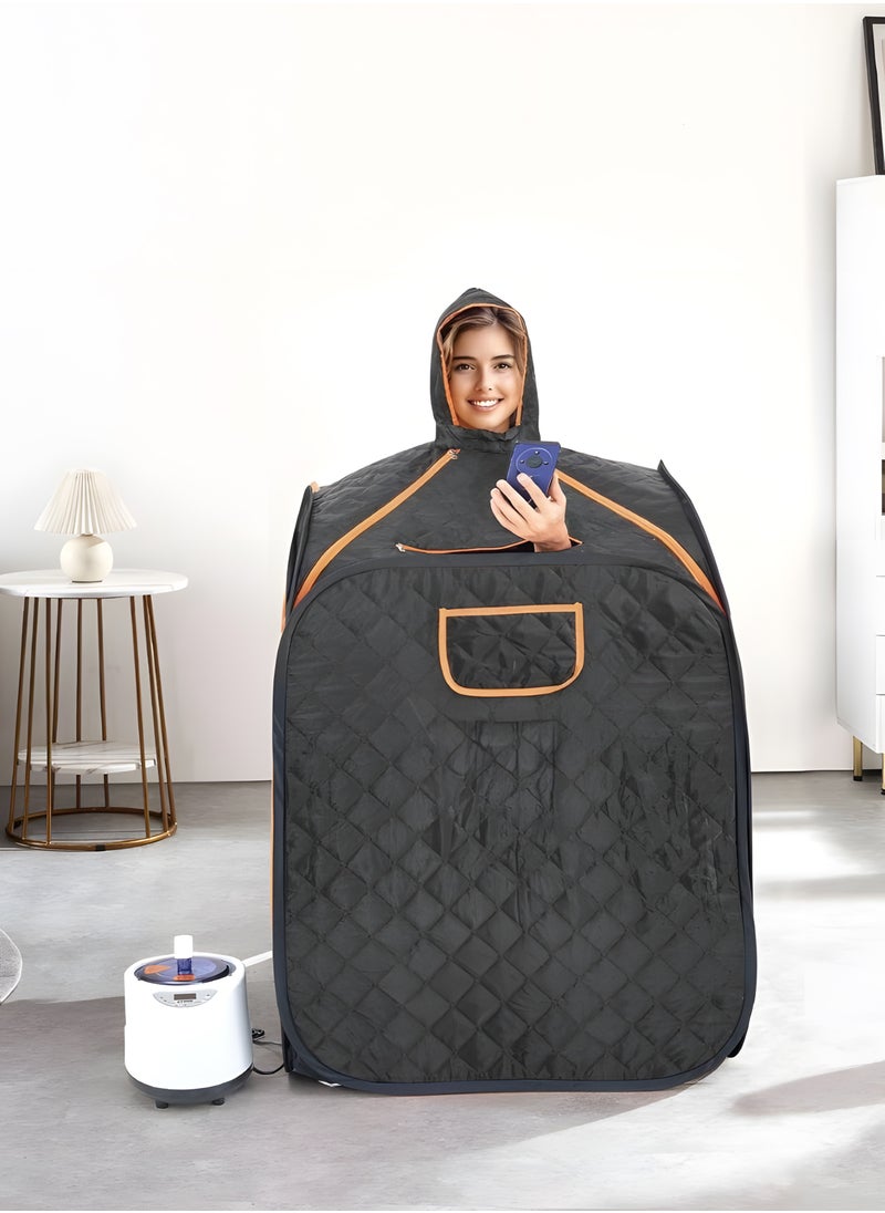 BIG MAX Sauna Tent, Sauna, Steam Room Sauna, Sauna Device, Sauna Steam for Home with 2L 1000 Watt Steam Generator, Foldable Chair, Home Sauna Spa Tent for Detox Relaxation, Black  - Image 4