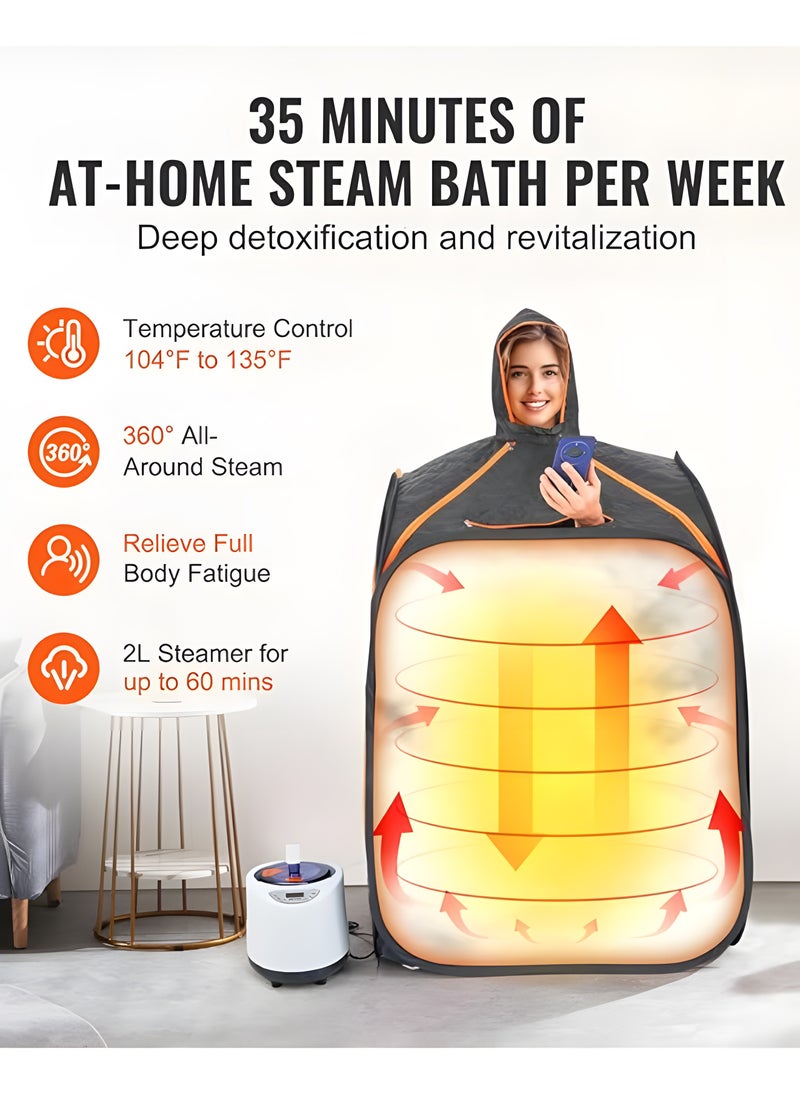 BIG MAX Sauna Tent, Sauna, Steam Room Sauna, Sauna Device, Sauna Steam for Home with 2L 1000 Watt Steam Generator, Foldable Chair, Home Sauna Spa Tent for Detox Relaxation, Black  - Image 3