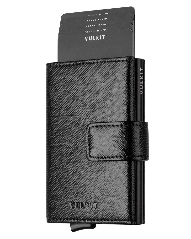 VULKIT Pop Up Wallet, Leather Automatic Credit Card Holder Wallet RFID Blocking Bifold Pocket Wallet with Banknote Slot for Women Men - Image 1