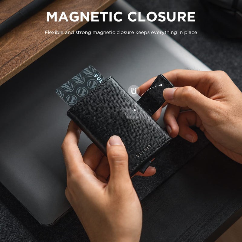 VULKIT Pop Up Wallet, Leather Automatic Credit Card Holder Wallet RFID Blocking Bifold Pocket Wallet with Banknote Slot for Women Men - Image 4