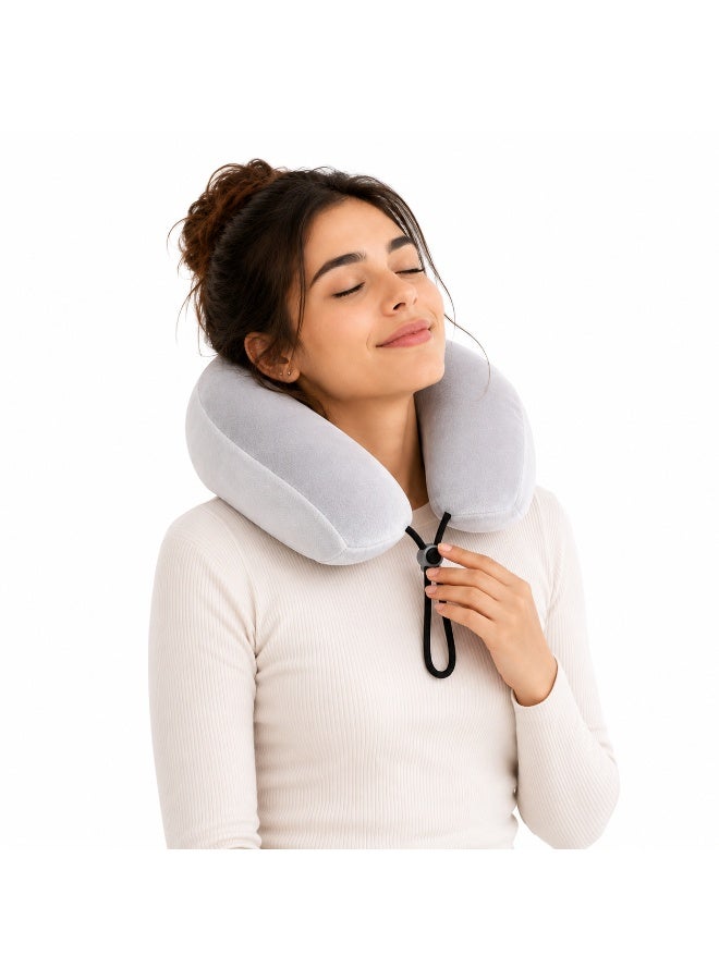 High Density Memory Foam Neck Pillow, Comfortable Head and Neck Support Pillow with Soft Removable Velvet Cover for Airplane, Car and Train Travel - Image 1