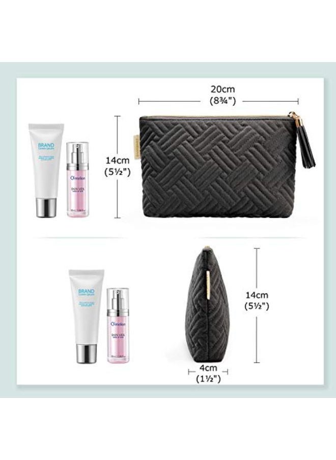 BAGSMART Smetic Bag,Bagsmart Elegant Roomy Makeup Bags,Great Gifts For Women,Travel Waterproof Toiletry Bag Accessories Organizer Gifts(Black-1Pcs)  - Image 5