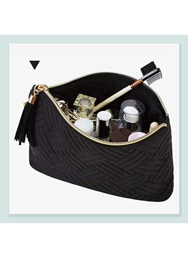 BAGSMART Smetic Bag,Bagsmart Elegant Roomy Makeup Bags,Great Gifts For Women,Travel Waterproof Toiletry Bag Accessories Organizer Gifts(Black-1Pcs)  - Image 4