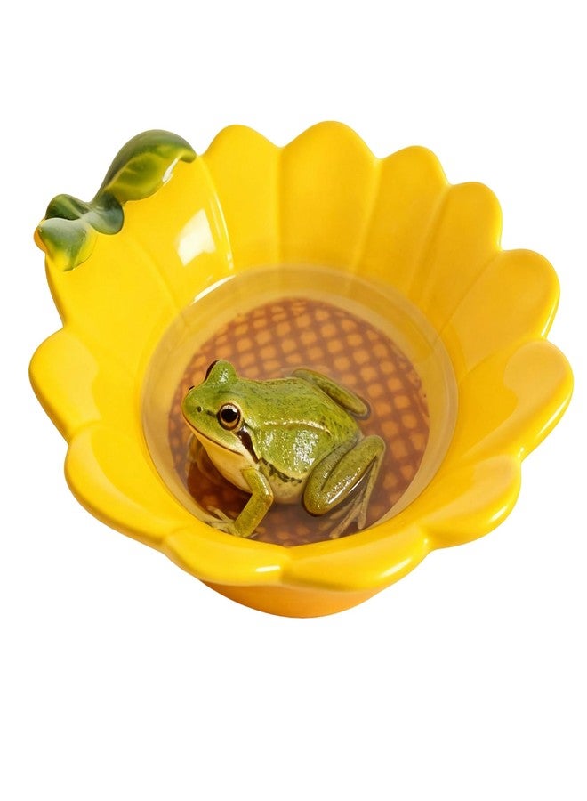 JSLZF Tree Frog Habitat Frog Water Bowl Dish Bathtub Tank Accessories Terrarium Decor Ceramic Aquarium Decoration Sturdy and Not Easy to Knock Over - Image 1
