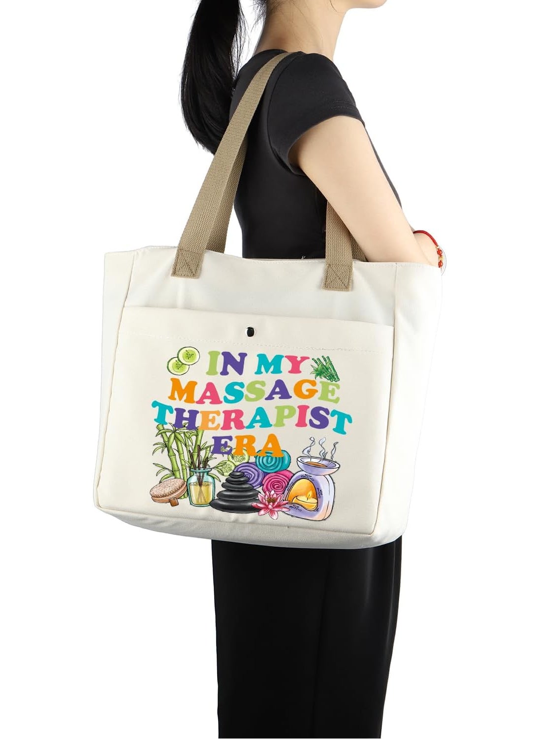 MBMSO MBMSO Massage Therapist Tote Bag Gifts for Women in My Era Masseuse Beach Tote  - Image 4