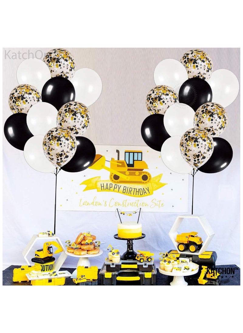 KATCHON Black Silver Gold Confetti Latex Balloons Kit Pack of 30 | Black White Latex Balloons for Birthday Party  - Image 4