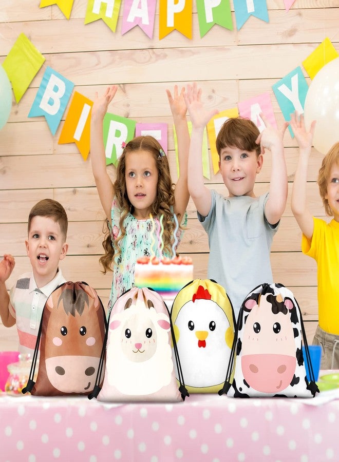 Eccliy 24 Pcs Farm Animal Party Favor Gift Bags Farm Birthday Party Supplies Decorations String Bags for Barnyard Themed - Image 2