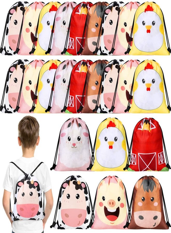 Eccliy 24 Pcs Farm Animal Party Favor Gift Bags Farm Birthday Party Supplies Decorations String Bags for Barnyard Themed - Image 1