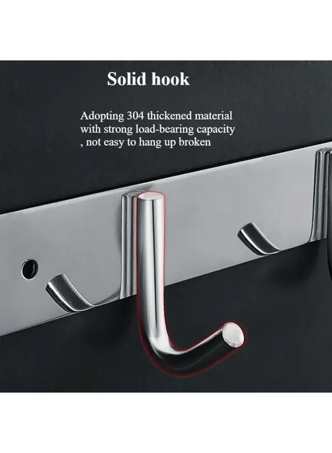 5 Hook Stainless Steel Wall Mounted Rack Rust Resistant Kitchen Bathroom Storage Organizer - Image 4