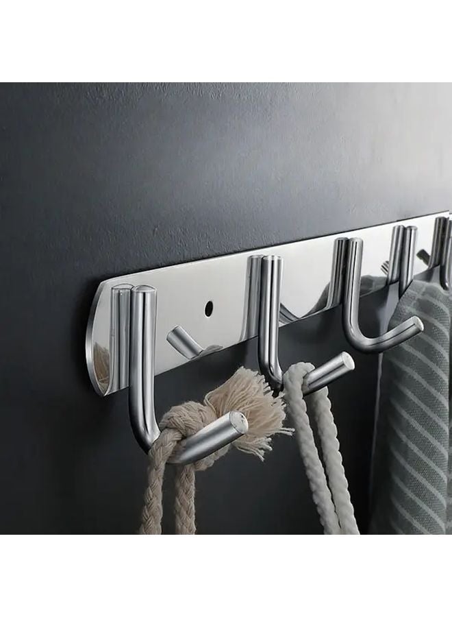 5 Hook Stainless Steel Wall Mounted Rack Rust Resistant Kitchen Bathroom Storage Organizer - Image 3