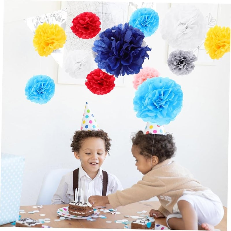 Valiclud 10Pcs Multi Color Tissue Paper Pom Poms Decorative Flowers for Weddings Birthdays Parties - Image 5
