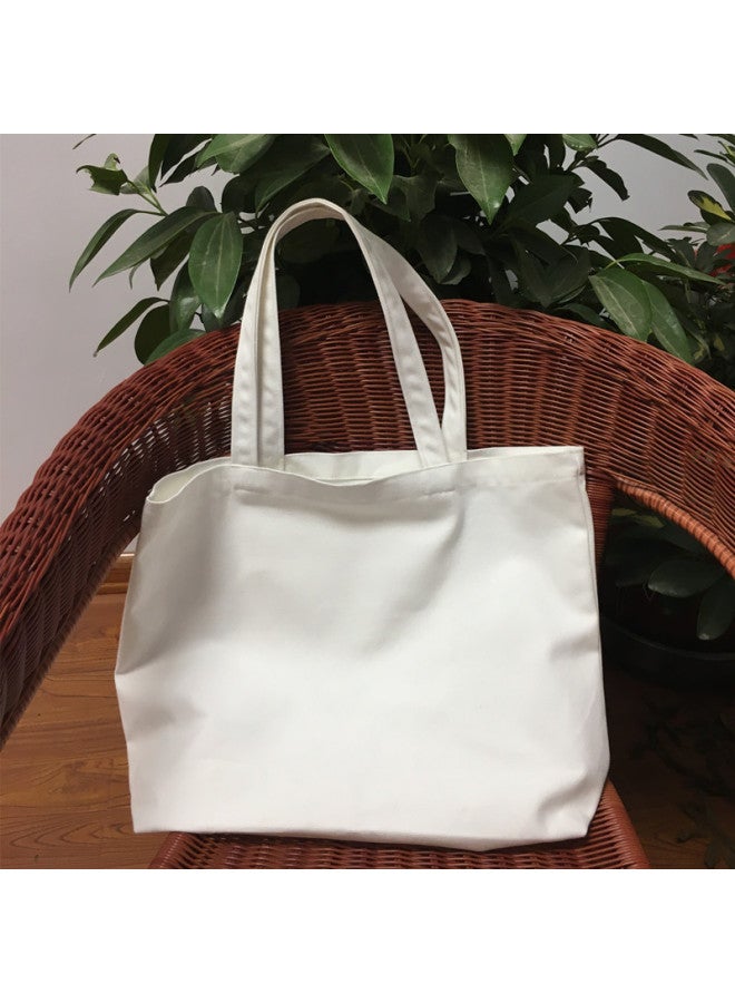 DIY Blank Hand-painted Canvas Bag Pure White Shoulder Handbag Shopping Bag Bag Supply Generation-Color:Pure White Open  - Image 1