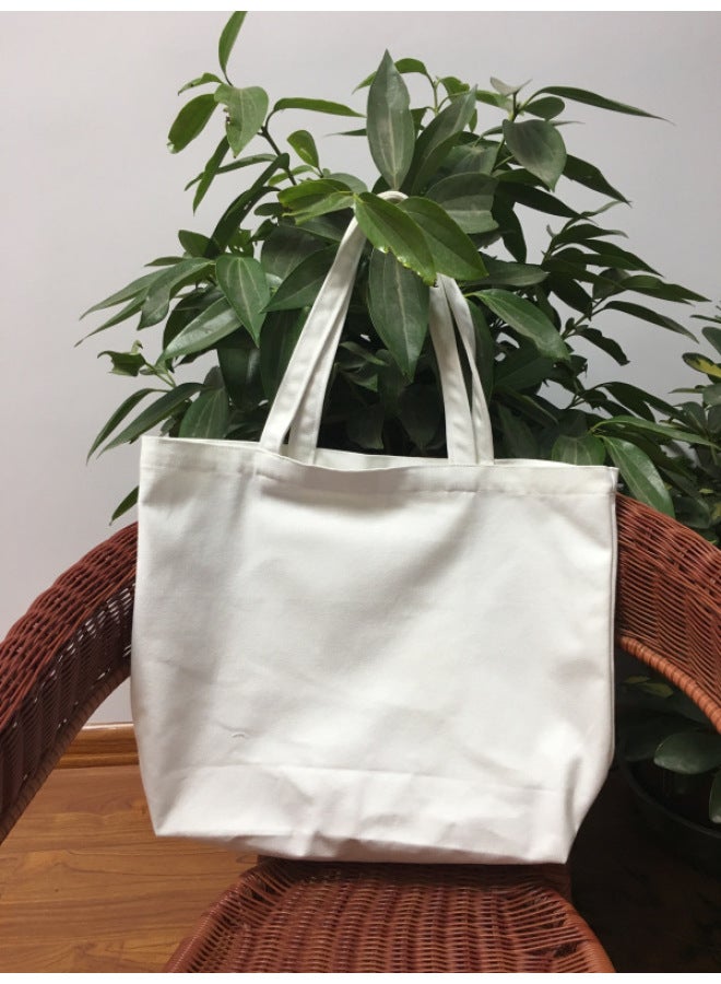 DIY Blank Hand-painted Canvas Bag Pure White Shoulder Handbag Shopping Bag Bag Supply Generation-Color:Pure White Open  - Image 5