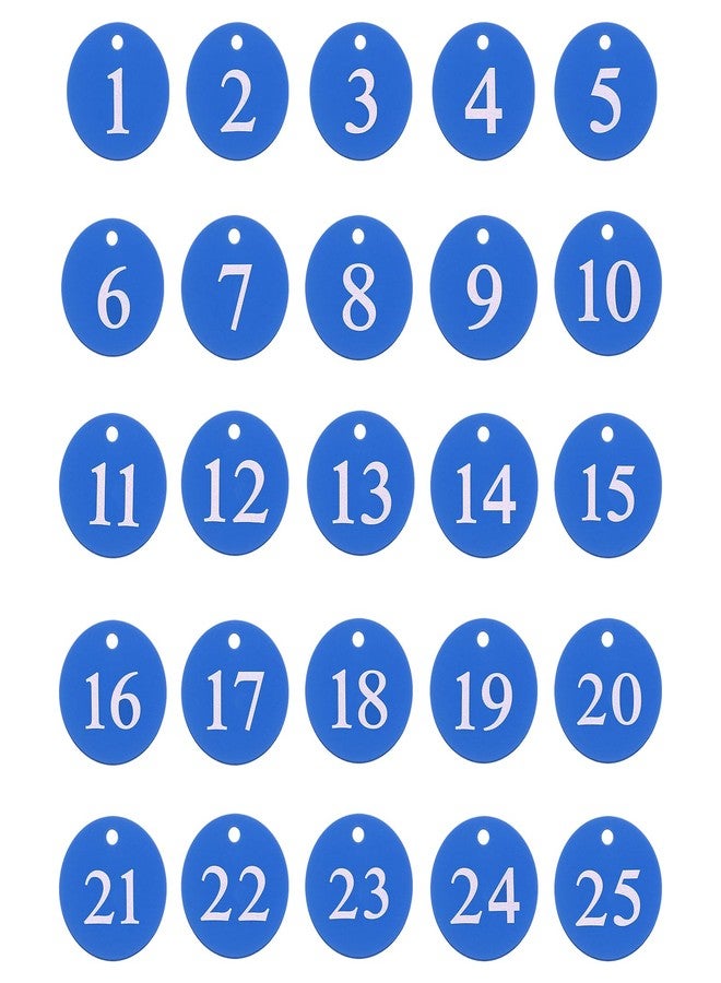 PATIKIL 25PCS Number Tags 1-25, Number Key Tags Aluminum Numbered Keychain Metal Round with Key Rings for Organizer Field Sales Hangers Clothes Labels ID, Blue - Image 3