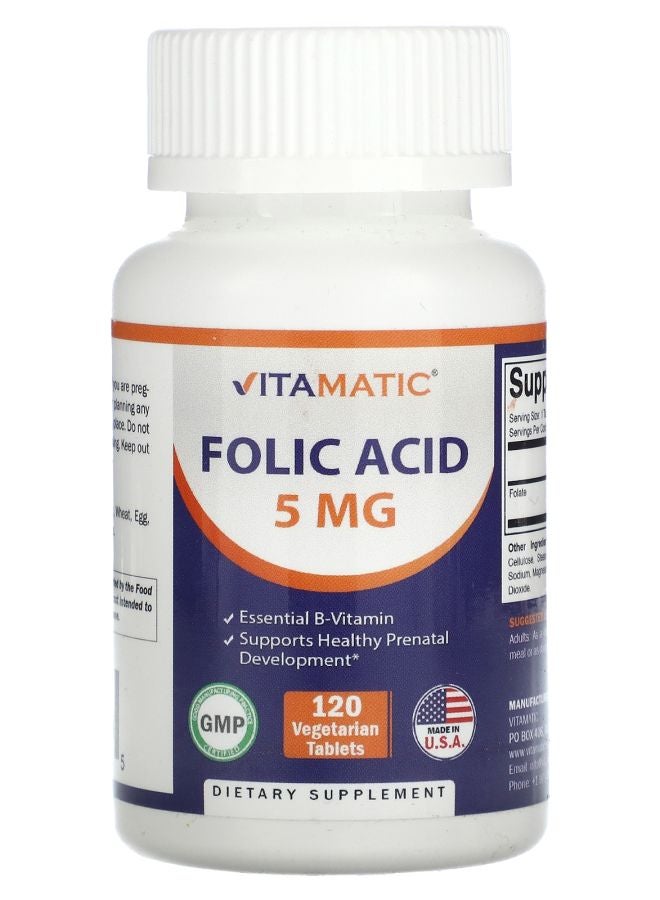 Vitamatic Folic Acid  5 mg  120 Vegetarian Tablets