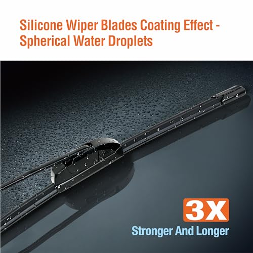 WOWIPER Silicone Wiper Blades 22" + 22" Automotive Replacement Windshield Wiper Blades for 2019-2014 Chevrolet Silverado 1500 2500 3500 HD/GMC Sierra 2019-2014 Wipers for Front Windshield(Set of 2) - Image 2