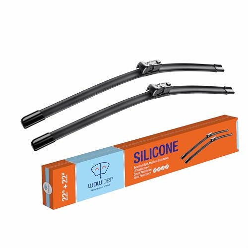 WOWIPER Silicone Wiper Blades 22" + 22" Automotive Replacement Windshield Wiper Blades for 2019-2014 Chevrolet Silverado 1500 2500 3500 HD/GMC Sierra 2019-2014 Wipers for Front Windshield(Set of 2) - Image 1