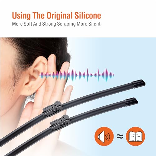 WOWIPER Silicone Wiper Blades 22" + 22" Automotive Replacement Windshield Wiper Blades for 2019-2014 Chevrolet Silverado 1500 2500 3500 HD/GMC Sierra 2019-2014 Wipers for Front Windshield(Set of 2) - Image 5