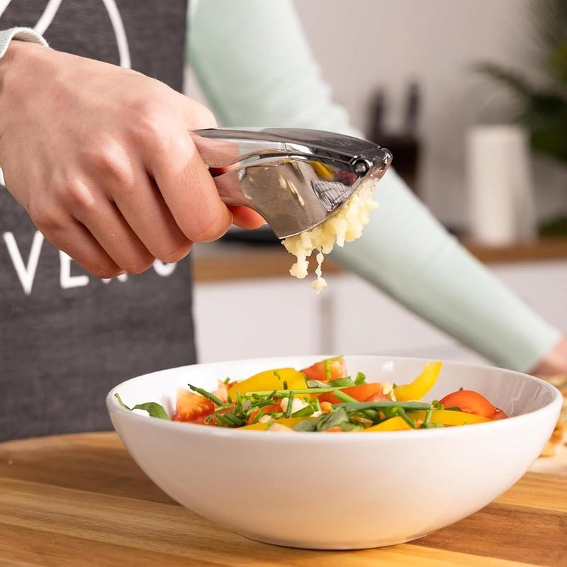 Garlic Presser | Zinc Alloy Dishwasher Safe | Easy-Squeeze Garlic Masher Crusher | for Potato Ginger Onion Meal Prep Home Cooking Apartment Restaurant Camping Picnic - Image 2