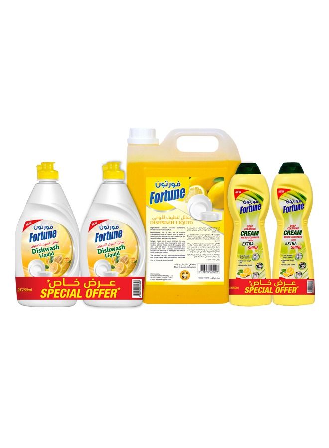 Fortune Dish wash 5L + 2x750ML with Scouring cream 2x500ml Bundle - Image 1
