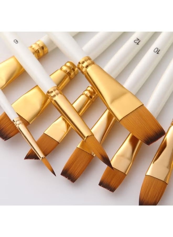 16-Piece Multipurpose Paint Brush Set With Storage Case And Palette Knife Pearl White - Image 4
