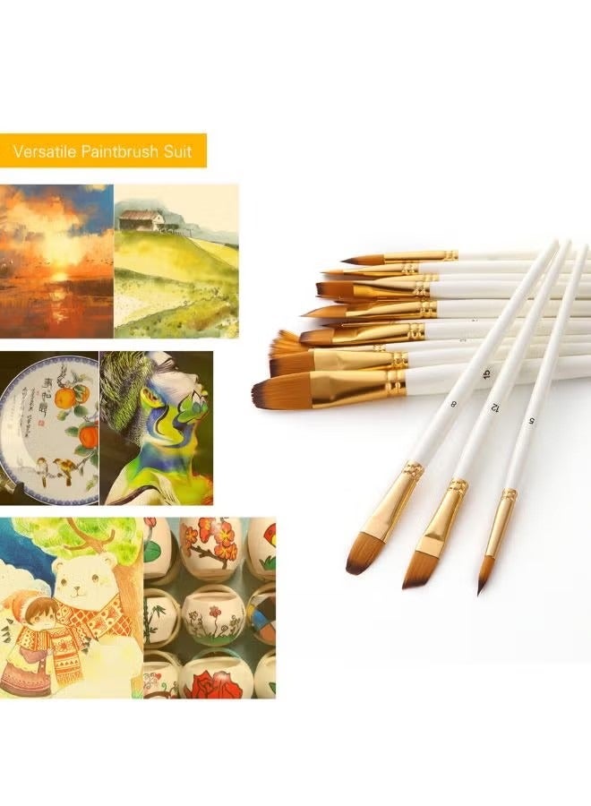 16-Piece Multipurpose Paint Brush Set With Storage Case And Palette Knife Pearl White - Image 5