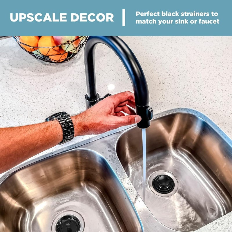Excefore 3 Piece Kitchen Sink Stopper Strainer Set, 3 in 1 Stainless Steel Basket Strainer, Universal Anti-Clogging Sink Disposal Stopper, Perforated Basket Drain Filter Sieve - Image 2