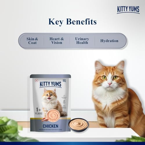 Kitty Yums Adult Cat Wet Mousse 80g | Chicken | Rich in Protein | Promotes Hydration & Easy to Digest | Grain Free | No Artificial Flavours | Packed with Essential Vitamins & Antioxidants - Image 4