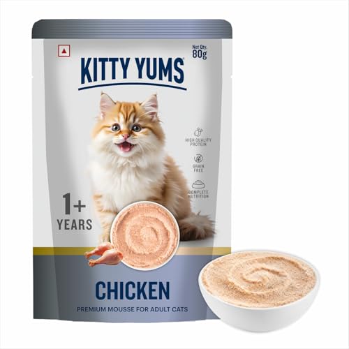 Kitty Yums Adult Cat Wet Mousse 80g | Chicken | Rich in Protein | Promotes Hydration & Easy to Digest | Grain Free | No Artificial Flavours | Packed with Essential Vitamins & Antioxidants - Image 1