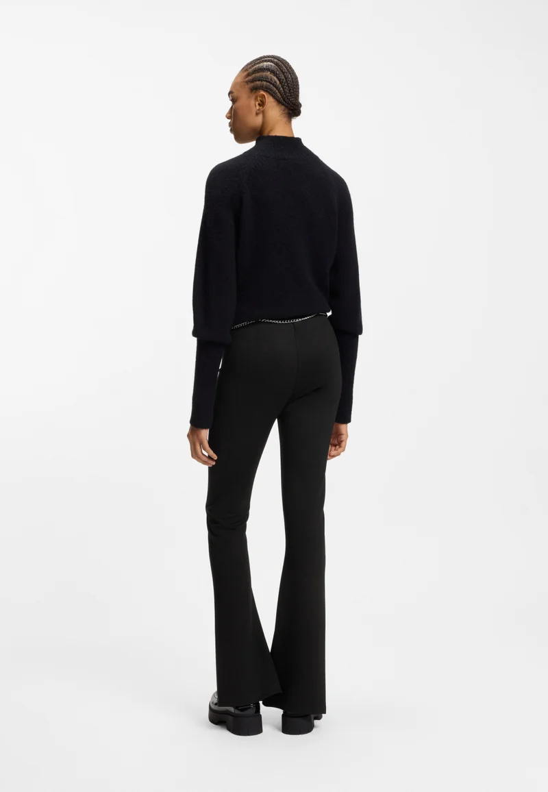 HUGO Flared trousers with front slits and chain belt