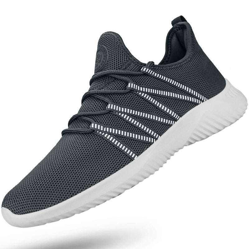 Feethit Mens Slip On Running Shoes Breathable Lightweight Comfortable Fashion Non Slip Sneakers for Men Dark Grey Size 10.5