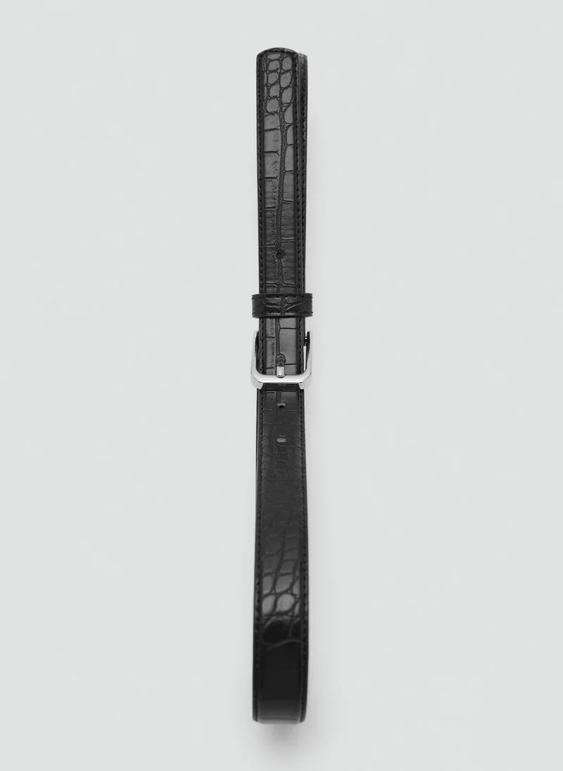 MANGO Fine croco leather-effect belt