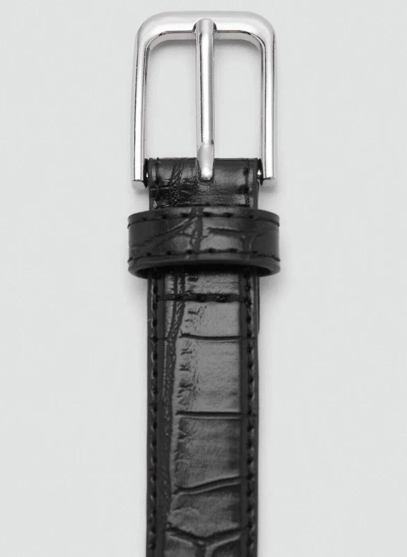 MANGO Fine croco leather-effect belt