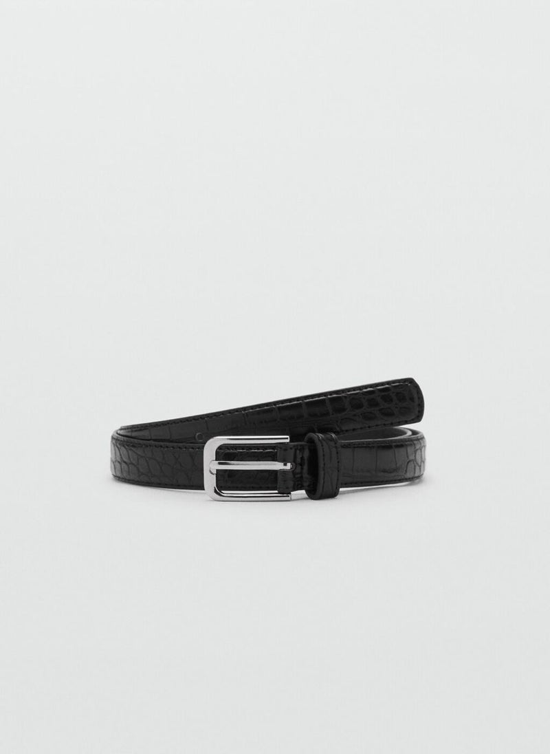 MANGO Fine croco leather-effect belt - Image 1