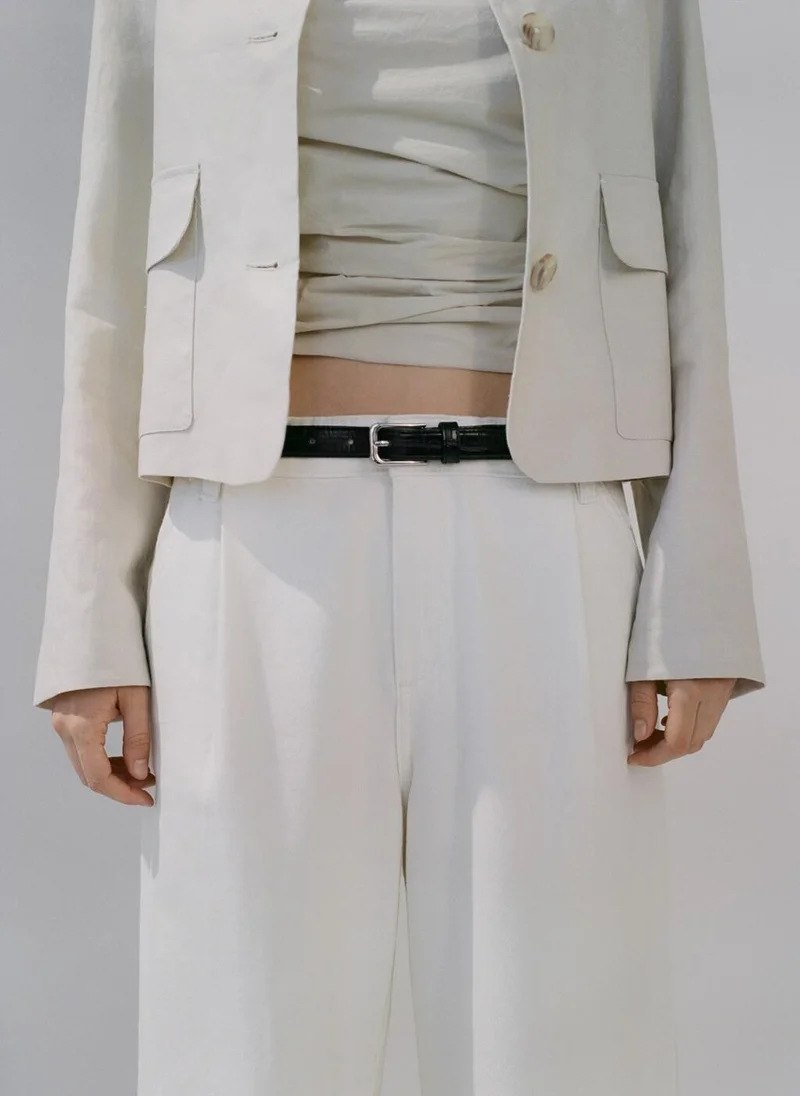 MANGO Fine croco leather-effect belt