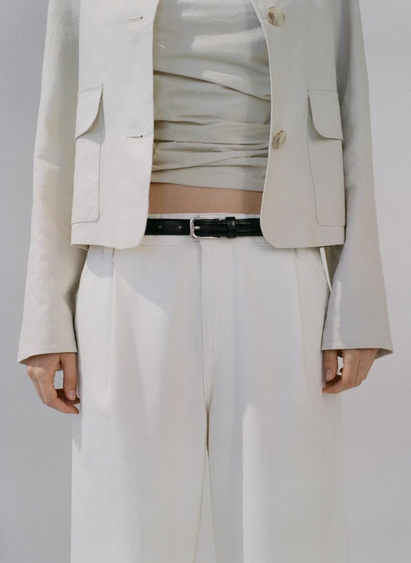 MANGO Fine croco leather-effect belt - Image 5